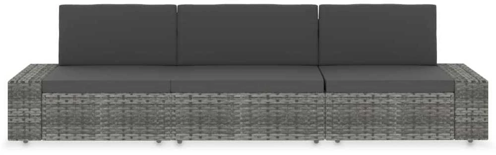 Modulinė trivietė sofa, pilkos spalvos, poliratanas