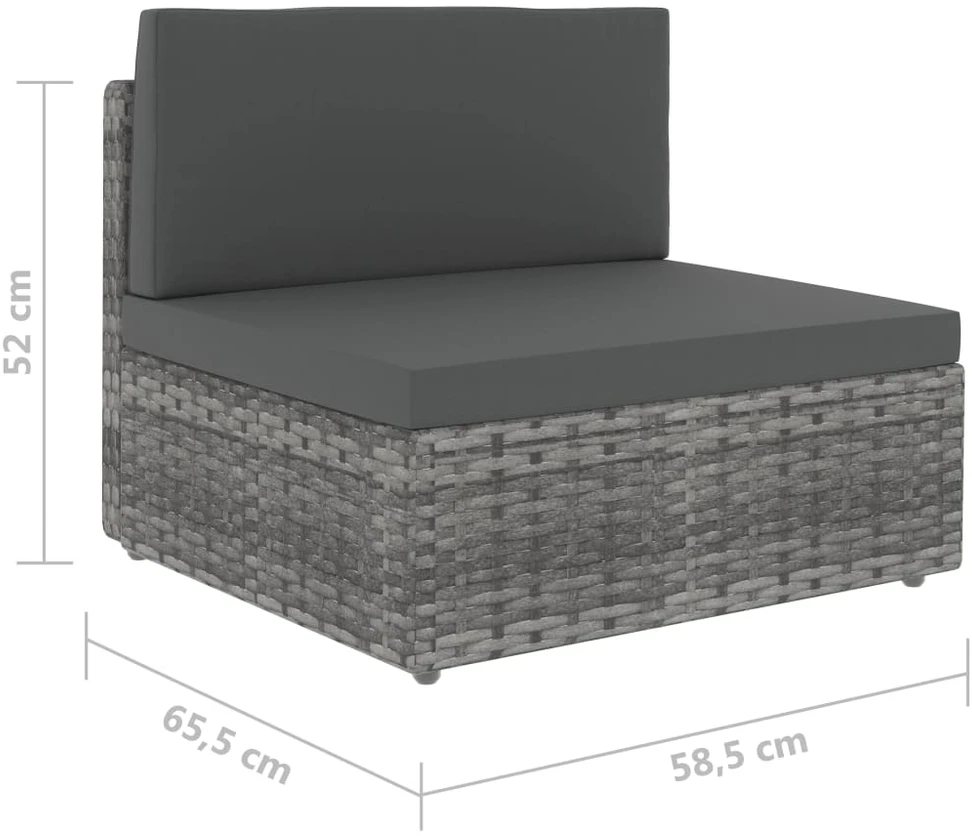 Modulinė trivietė sofa, pilkos spalvos, poliratanas
