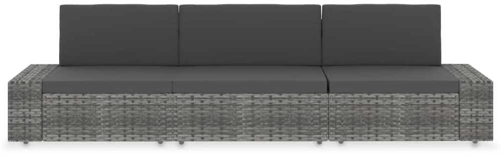 Modulinė trivietė sofa, pilkos spalvos, poliratanas