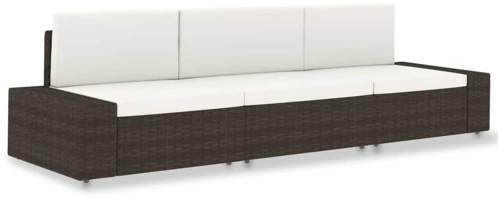 Modulinė trivietė sofa, rudos spalvos, poliratanas