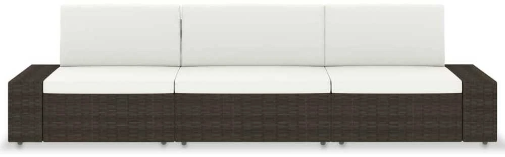 Modulinė trivietė sofa, rudos spalvos, poliratanas