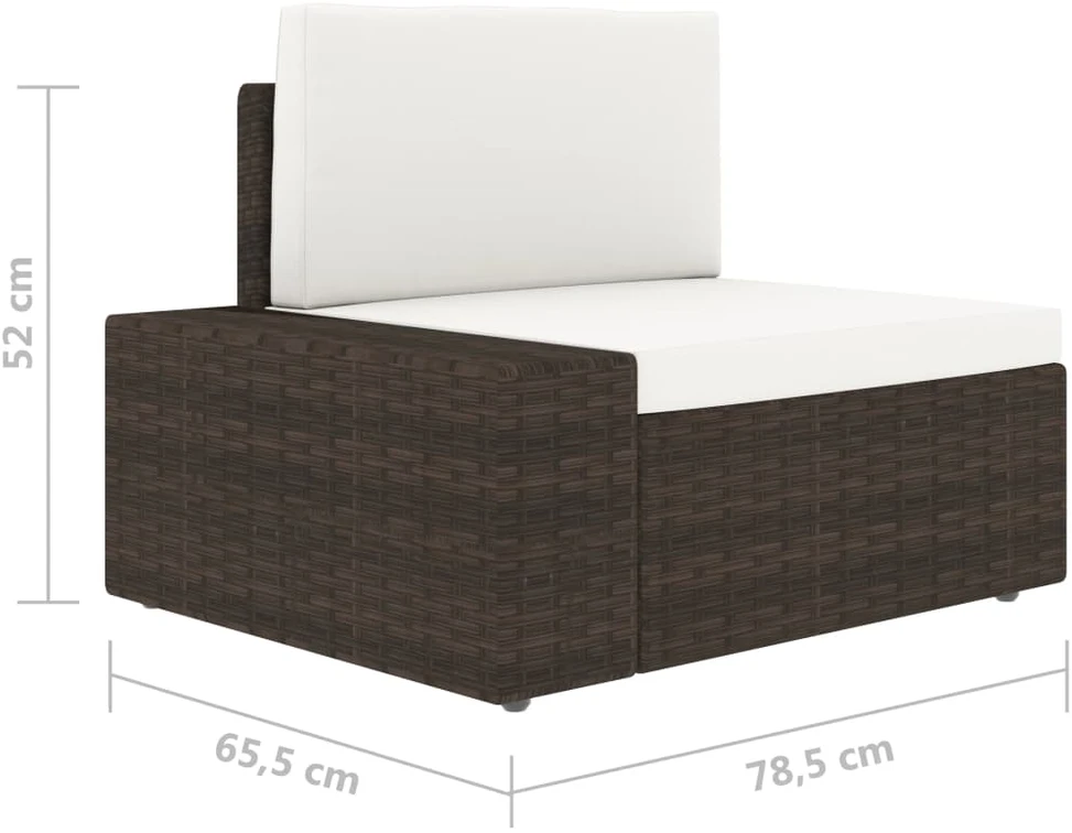 Modulinė trivietė sofa, rudos spalvos, poliratanas