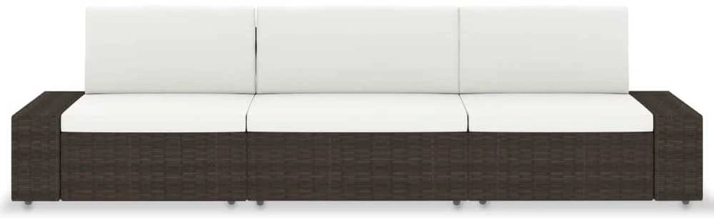 Modulinė trivietė sofa, rudos spalvos, poliratanas