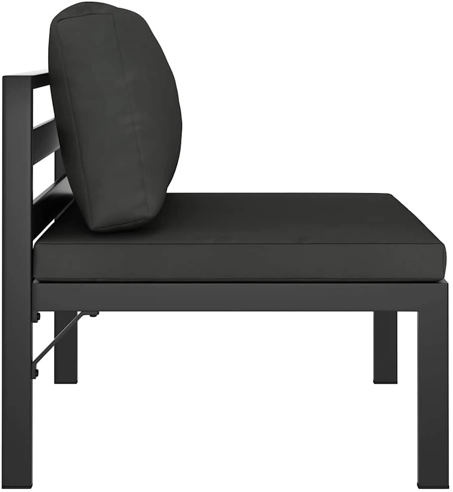 Modulinė vidurinė sofa su pagalvėmis, antracito, aliuminis