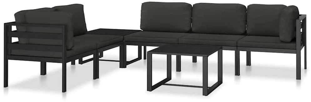 Modulinė vidurinė sofa su pagalvėmis, antracito, aliuminis