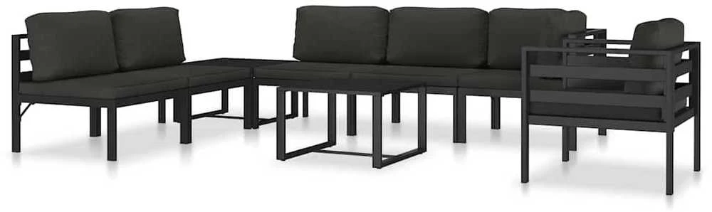 Modulinė vidurinė sofa su pagalvėmis, antracito, aliuminis