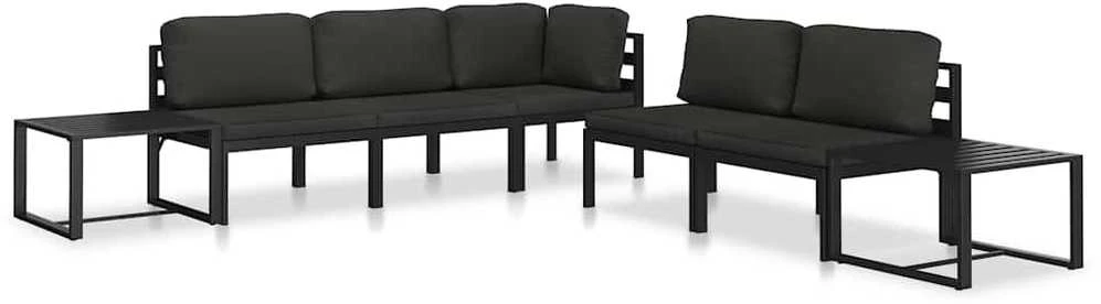 Modulinė vidurinė sofa su pagalvėmis, antracito, aliuminis