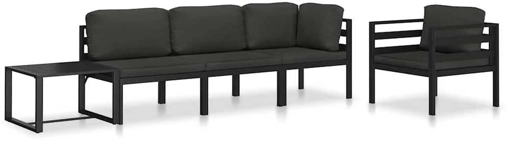 Modulinė vidurinė sofa su pagalvėmis, antracito, aliuminis