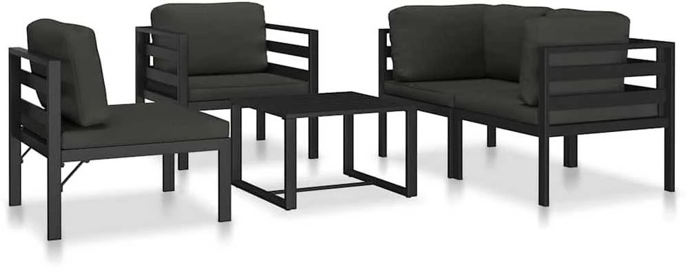Modulinė vidurinė sofa su pagalvėmis, antracito, aliuminis