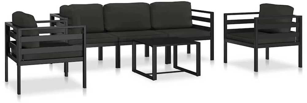 Modulinė vidurinė sofa su pagalvėmis, antracito, aliuminis