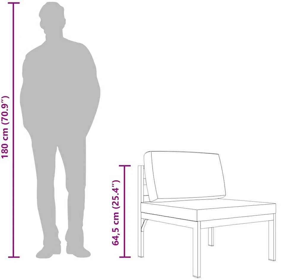 Modulinė vidurinė sofa su pagalvėmis, antracito, aliuminis
