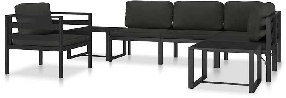 Modulinė vidurinė sofa su pagalvėmis, antracito, aliuminis