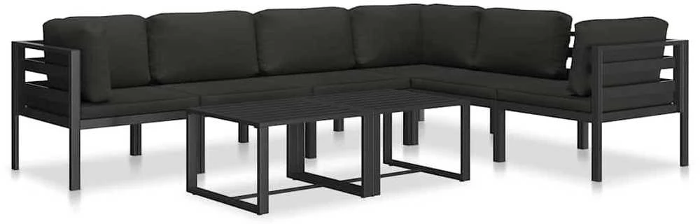 Modulinė vidurinė sofa su pagalvėmis, antracito, aliuminis