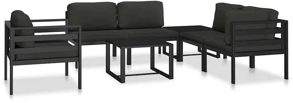 Modulinė vidurinė sofa su pagalvėmis, antracito, aliuminis