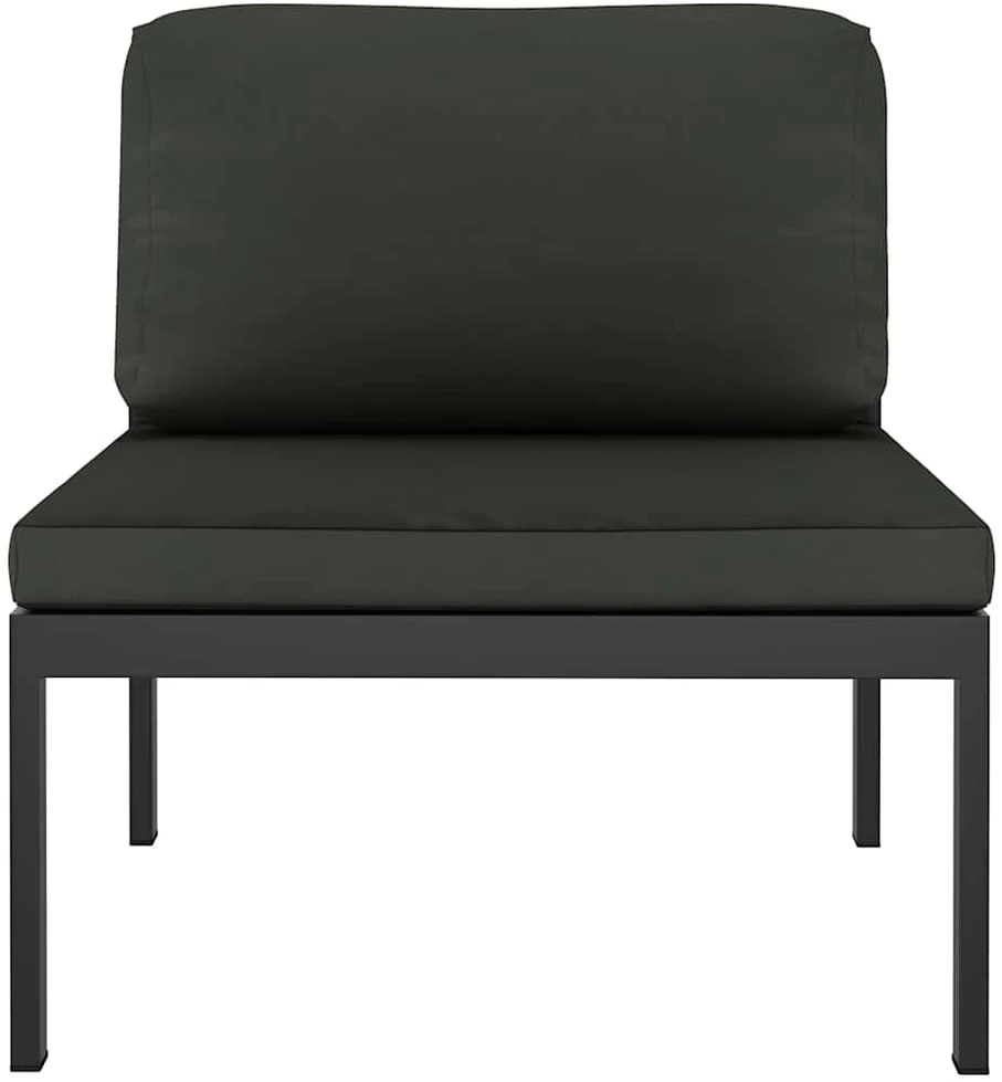 Modulinė vidurinė sofa su pagalvėmis, antracito, aliuminis