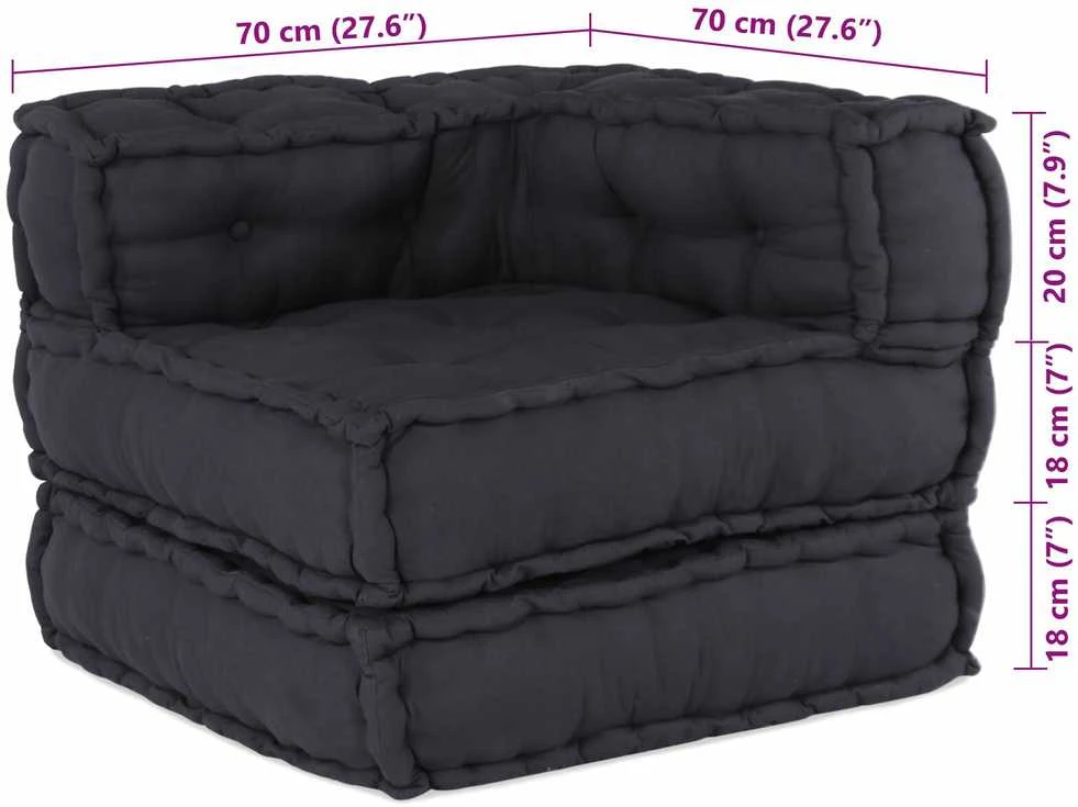 Modulinė sofa 2 vnt. Audinys Antracito 140 x 70 x 56 cm