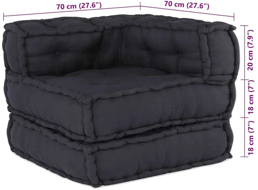 Modulinė sofa 2 vnt. Audinys Antracito 140 x 70 x 56 cm