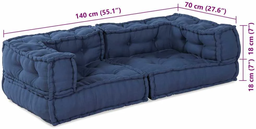 Modulinė sofa 3 vnt. Audinys Indigo 140 x 70 x 36 cm
