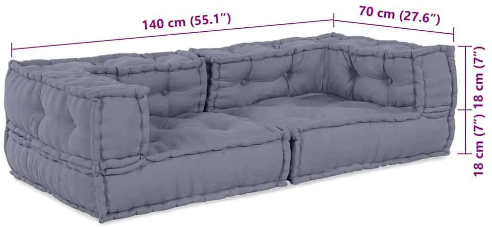 Modulinė sofa 3 vnt. Audinys Pilka 140 x 70 x 36 cm