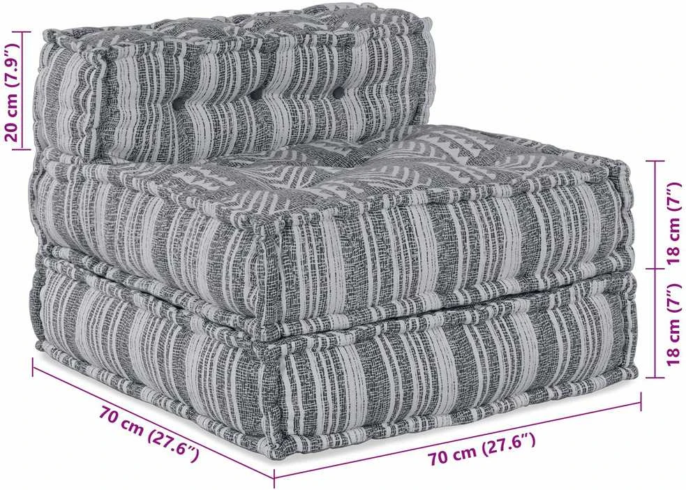 Modulinė sofa Audinys Pilkas spausdinimas 70 x 70 x 56 cm