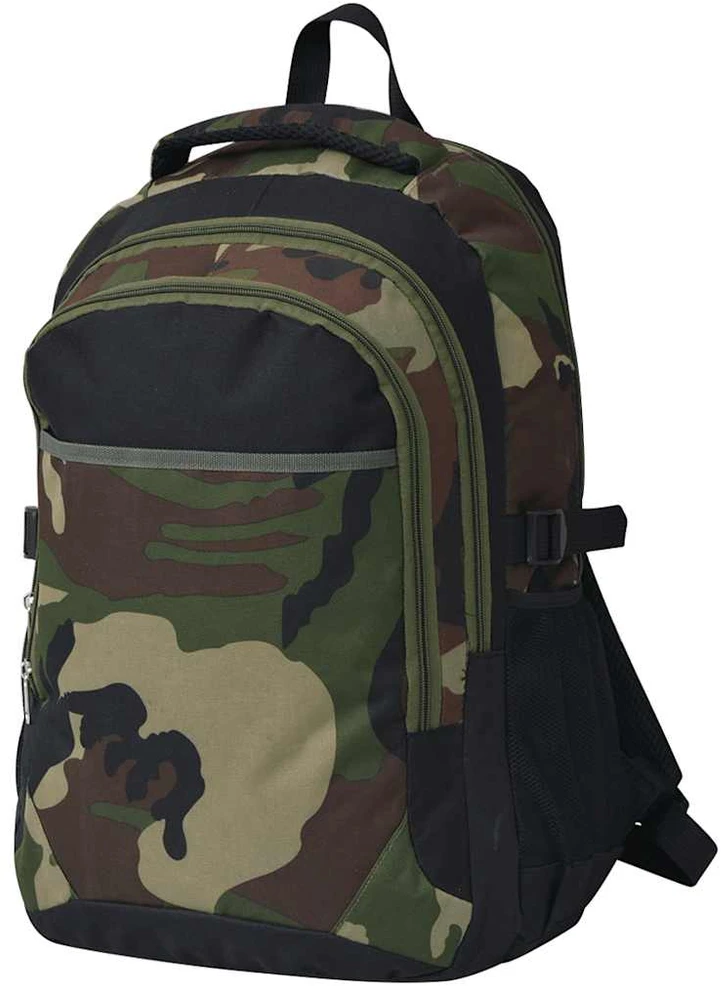Mokyklinė kuprinė, 40l, juoda ir kamufliažo