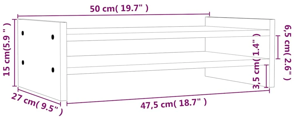 Laikiklis Monitoriaus stovas, 50x27x15cm, pušies medienos masyvas