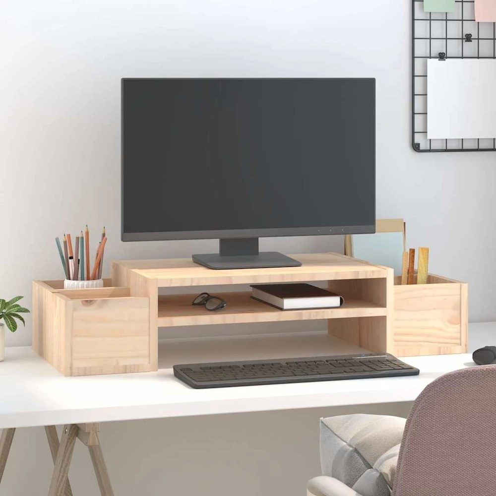 Laikiklis Monitoriaus stovas, 70x27,5x15cm, pušies medienos masyvas