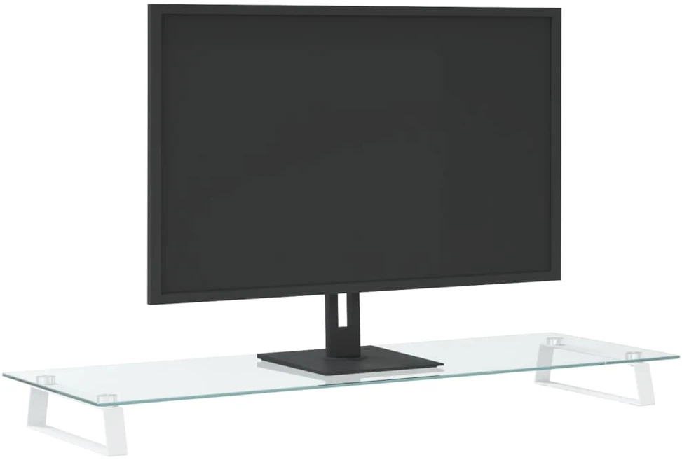 Laikiklis Monitoriaus stovas, baltas, 100x35x8cm, stiklas ir metalas