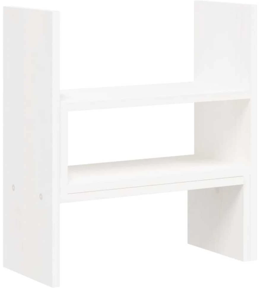 Laikiklis Monitoriaus stovas, baltas, (39–72)x17x43cm, pušies masyvas