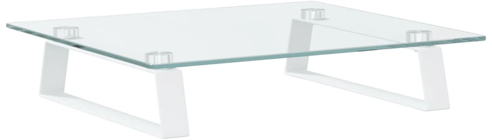 Laikiklis Monitoriaus stovas, baltas, 40x35x8cm, stiklas ir metalas