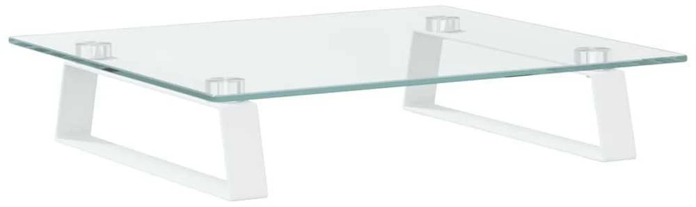Laikiklis Monitoriaus stovas, baltas, 40x35x8cm, stiklas ir metalas