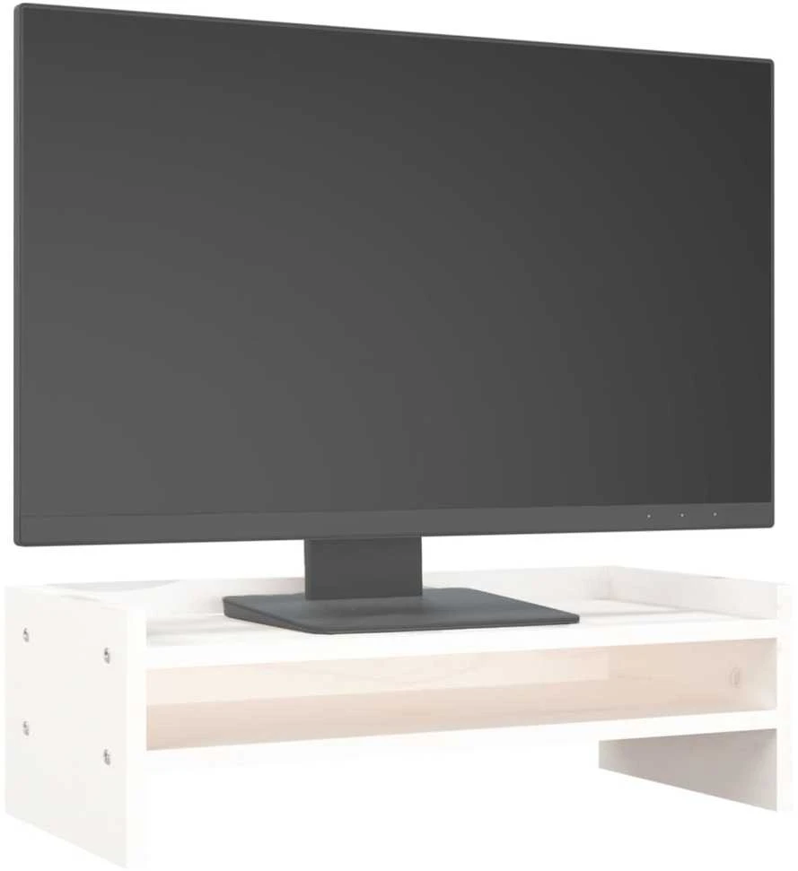 Laikiklis Monitoriaus stovas, baltas, 50x24x16cm, pušies medienos masyvas