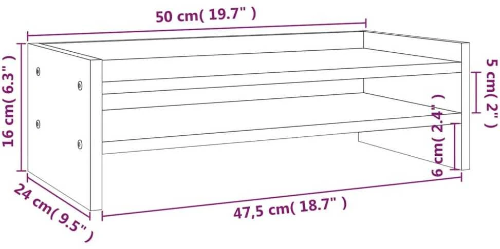 Laikiklis Monitoriaus stovas, baltas, 50x24x16cm, pušies medienos masyvas