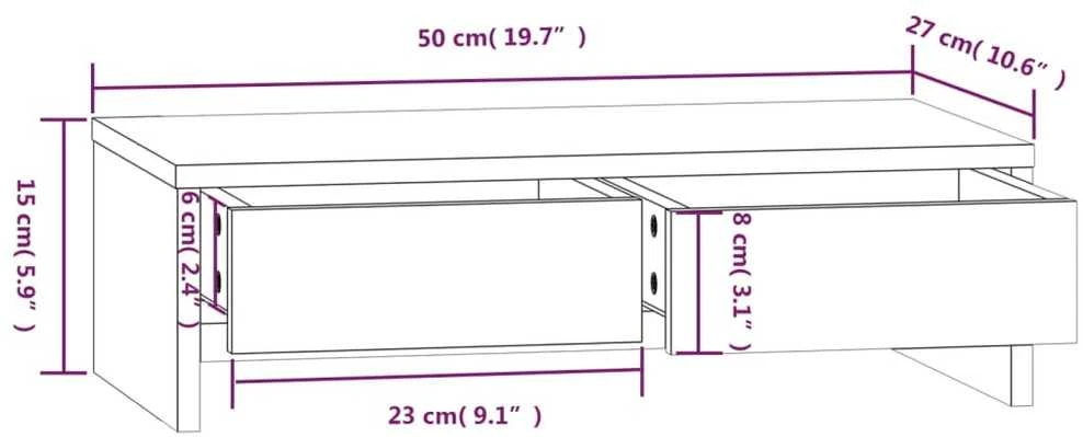 Laikiklis Monitoriaus stovas, baltas, 50x27x15cm, pušies medienos masyvas