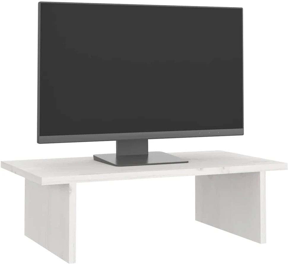 Laikiklis Monitoriaus stovas, baltas, 50x27x15cm, pušies medienos masyvas