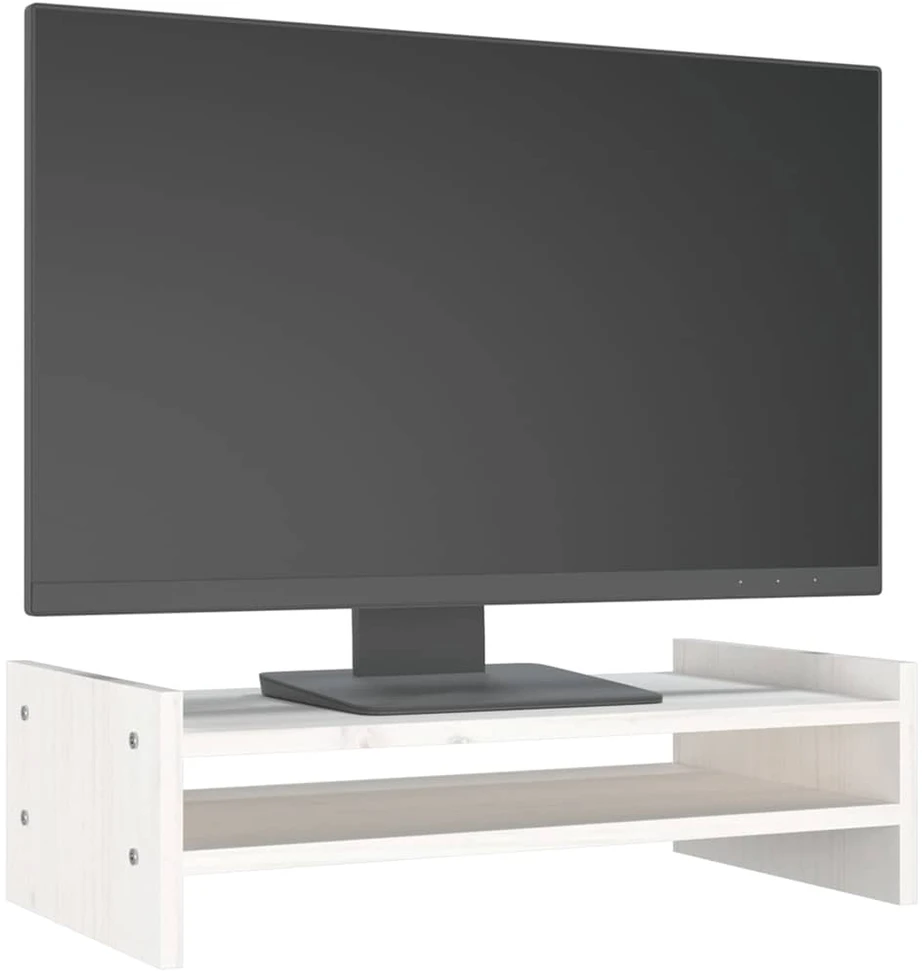 Laikiklis Monitoriaus stovas, baltas, 50x27x15cm, pušies medienos masyvas