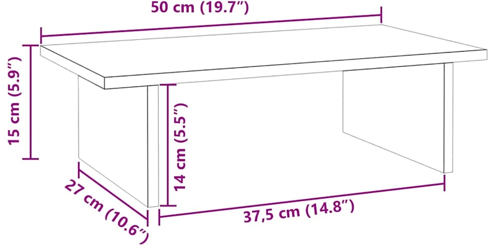 Laikiklis Monitoriaus stovas, baltas, 50x27x15cm, pušies medienos masyvas