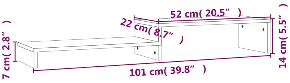Laikiklis Monitoriaus stovas, baltas, (52–101)x22x14cm, pušies masyvas