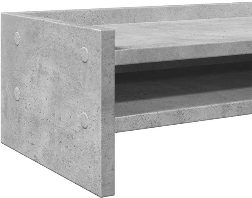 Laikiklis Monitoriaus stovas, betono pilkas, 42x24x16cm, apdirbta mediena