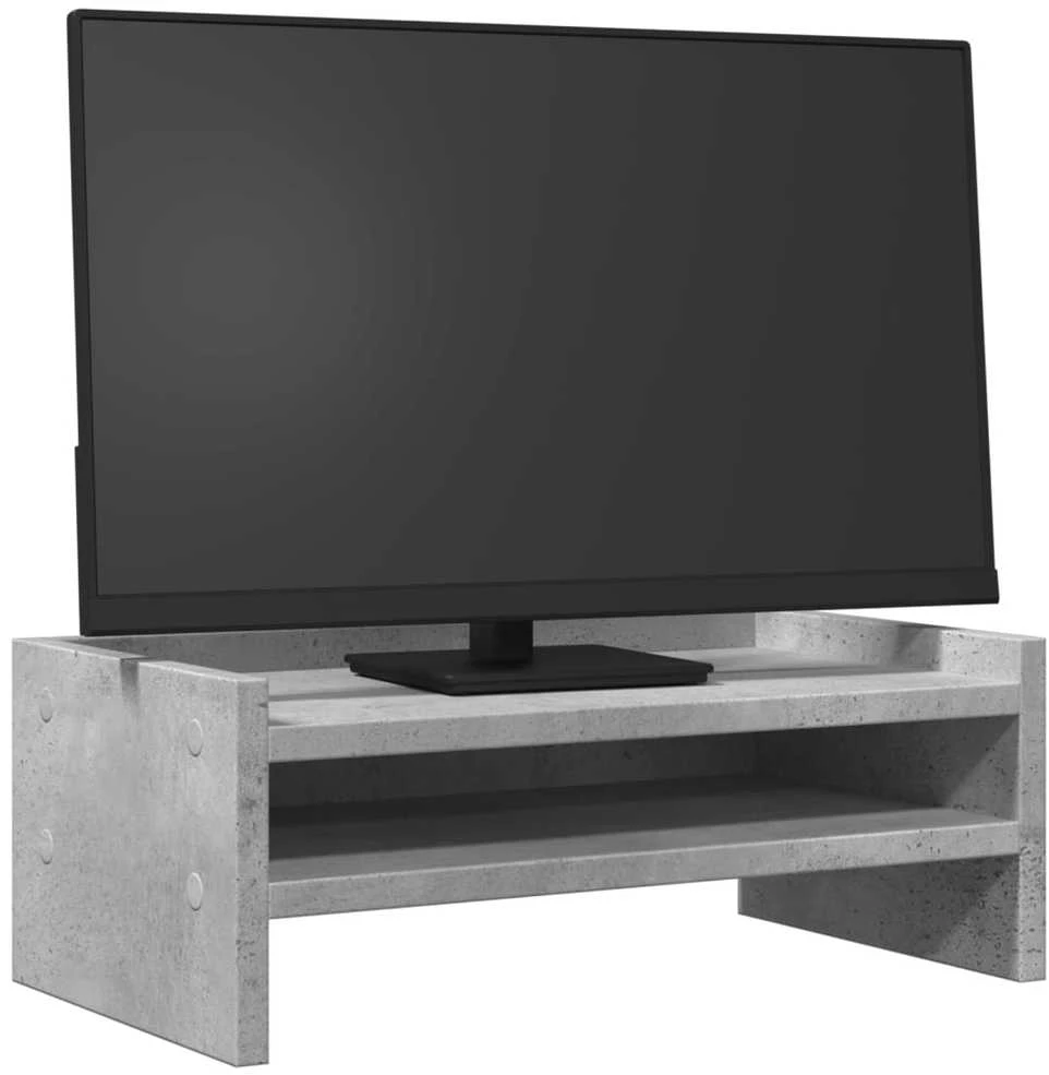 Laikiklis Monitoriaus stovas, betono pilkas, 42x24x16cm, apdirbta mediena