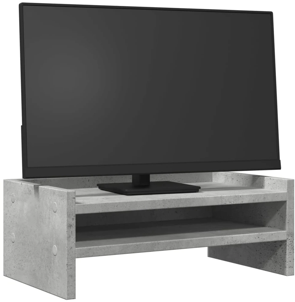 Laikiklis Monitoriaus stovas, betono pilkas, 42x24x16cm, apdirbta mediena