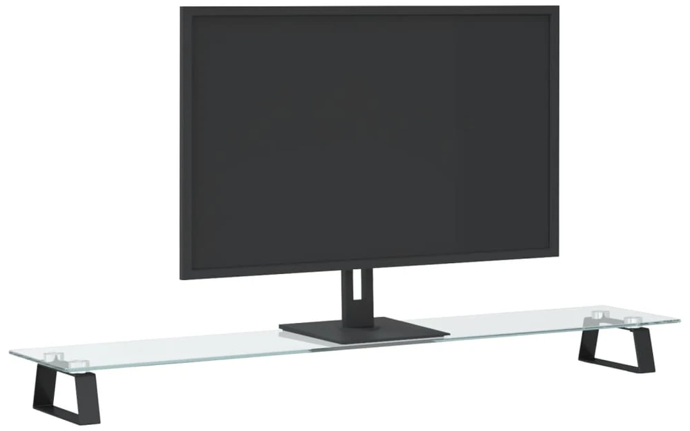 Laikiklis Monitoriaus stovas, juodas, 100x20x8cm, stiklas ir metalas