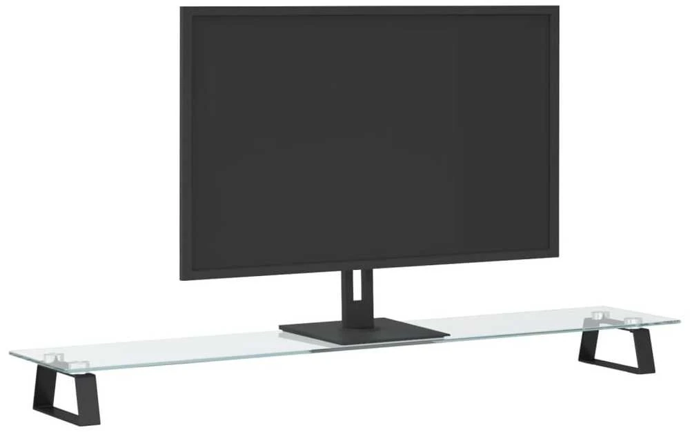 Laikiklis Monitoriaus stovas, juodas, 100x20x8cm, stiklas ir metalas