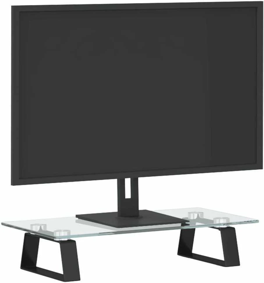Laikiklis Monitoriaus stovas, juodas, 40x20x8cm, stiklas ir metalas