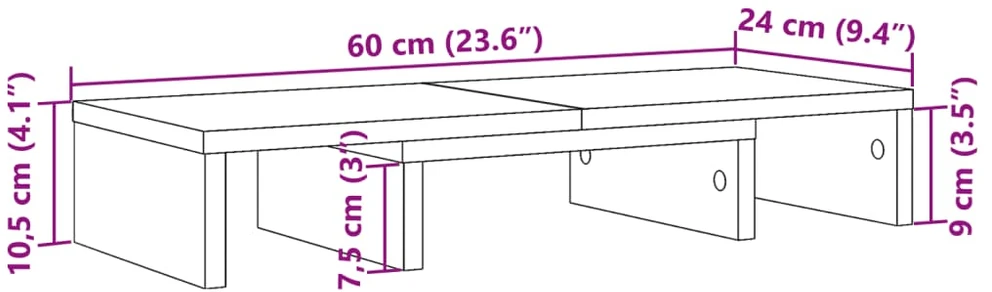 Laikiklis Monitoriaus stovas, juodas, 60x24x10,5cm, apdirbta mediena