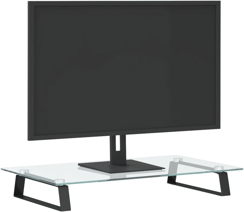 Laikiklis Monitoriaus stovas, juodas, 60x35x8cm, stiklas ir metalas