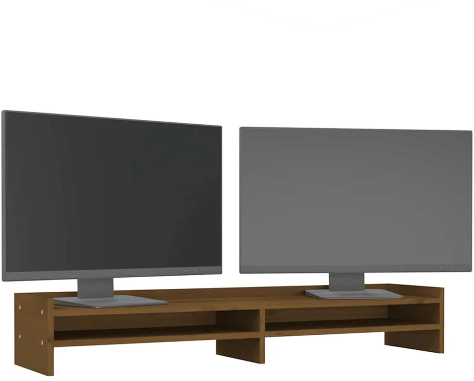 Laikiklis Monitoriaus stovas, medaus rudas, 100x24x16cm, pušies masyvas