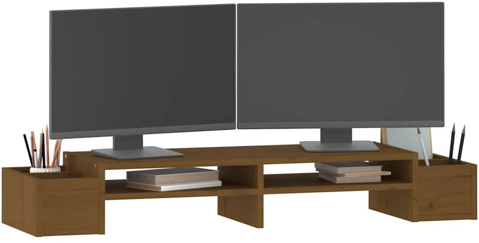 Laikiklis Monitoriaus stovas, medaus rudas, 100x27,5x15cm, pušies masyvas
