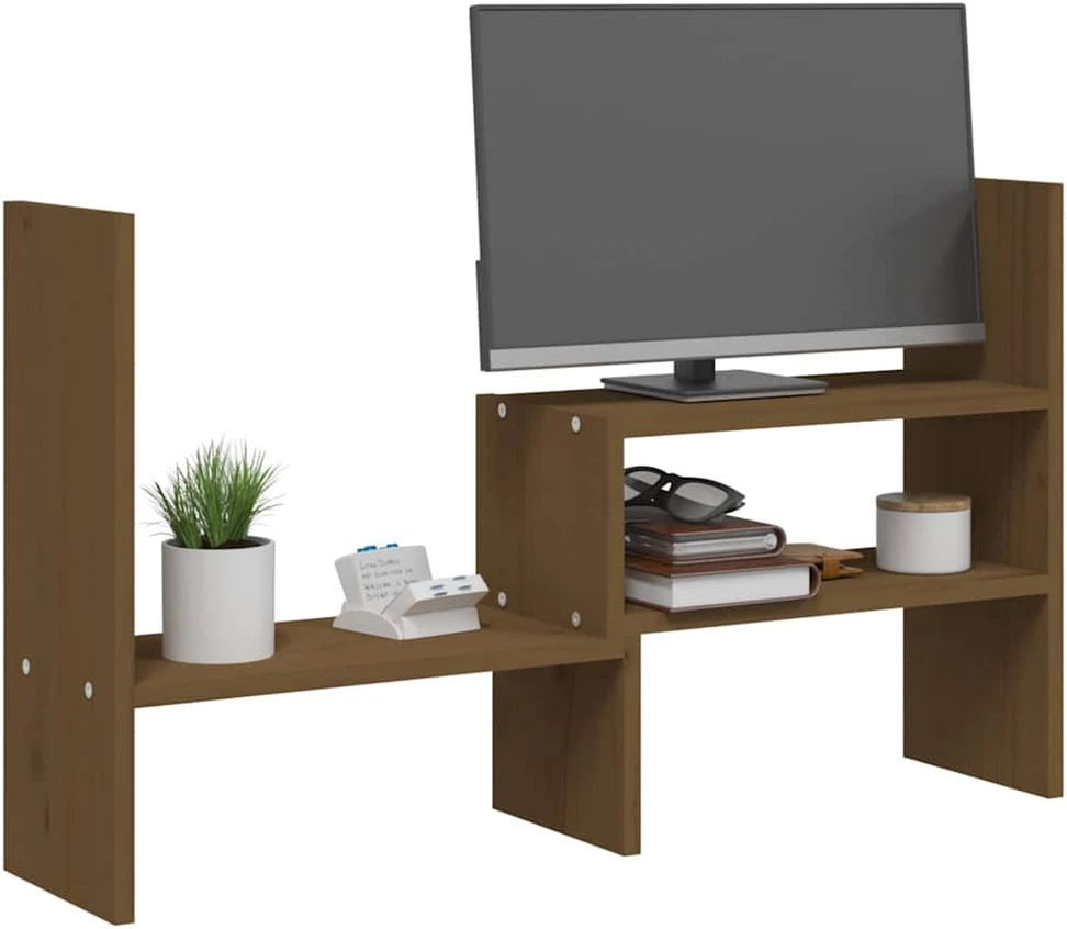 Laikiklis Monitoriaus stovas, medaus rudas, (39–72)x17x43cm, pušis