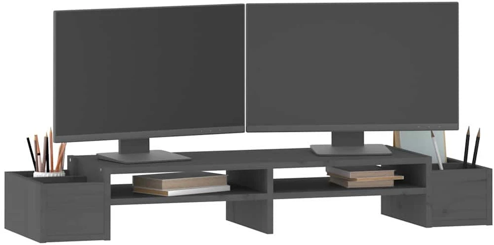 Laikiklis Monitoriaus stovas, pilkas, 100x27,5x15cm, pušies masyvas
